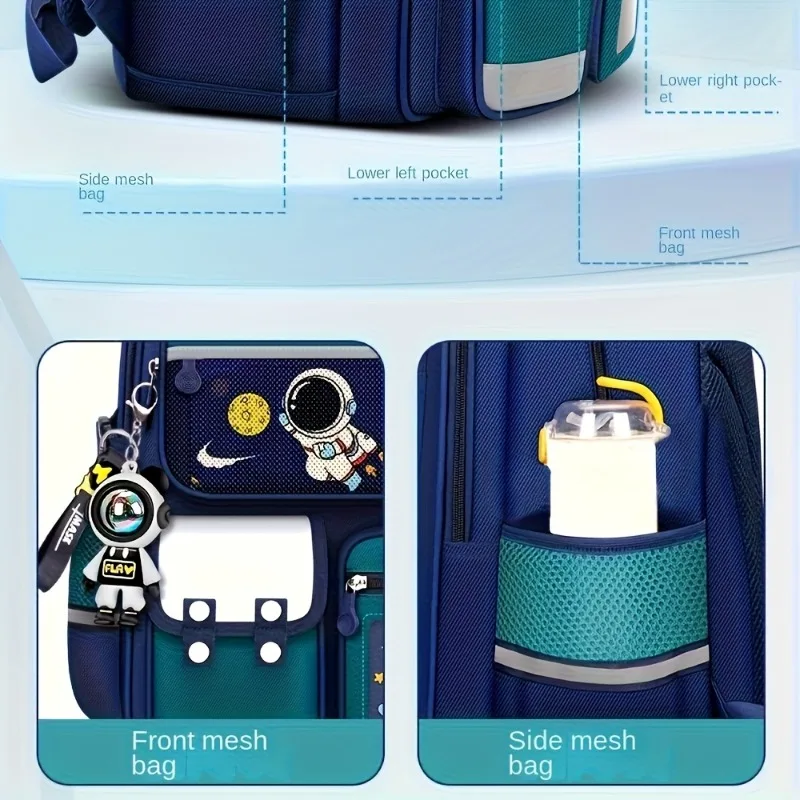 Astronaut Cartoon Backpack Grades 3-6 Large Capacity Schoolbag Outdoor Waterproof School Bag Starryscky Student Backpack Mohilas