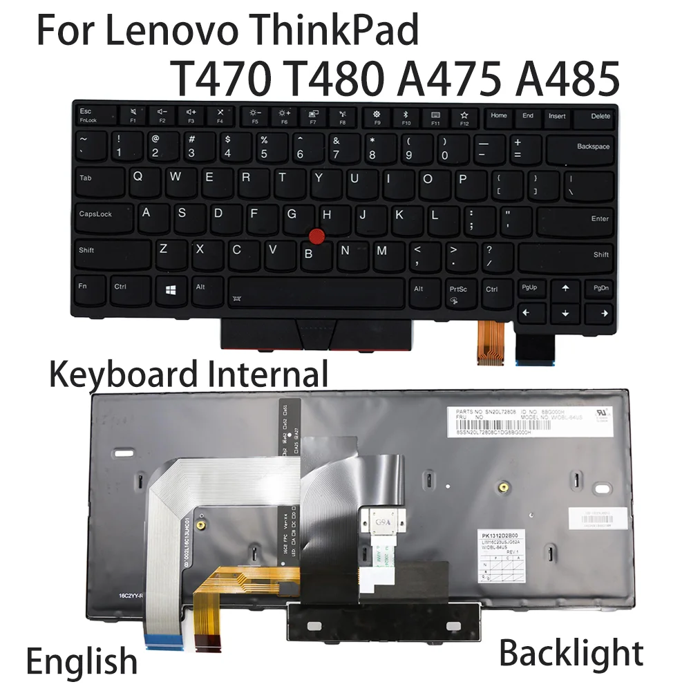 

Новая клавиатура для ноутбука Lenovo ThinkPad T470 T480 A475 A485, внутренняя английская подсветка FRU: 01AX487 01AX528 01AX569