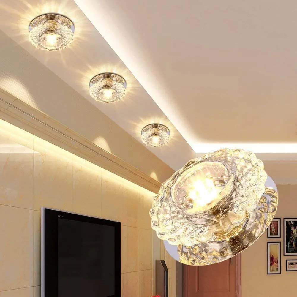 3W Spot Led Lights Ceiling Indoor Home Lighting Crystal Ceiling Lamps for Bedroom Living Room Hallway plafonnier Decor Fixtures