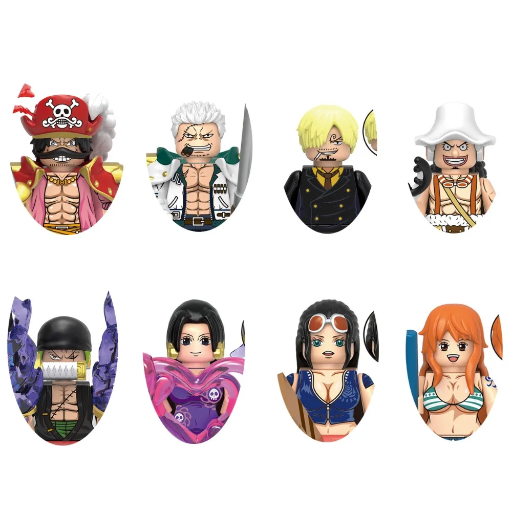 One Piece Building Blocks Adventure Anime Figure Sanji Zoro Nami Robin Usopp Assemble Model Doll Toy Birthday Gift for Children