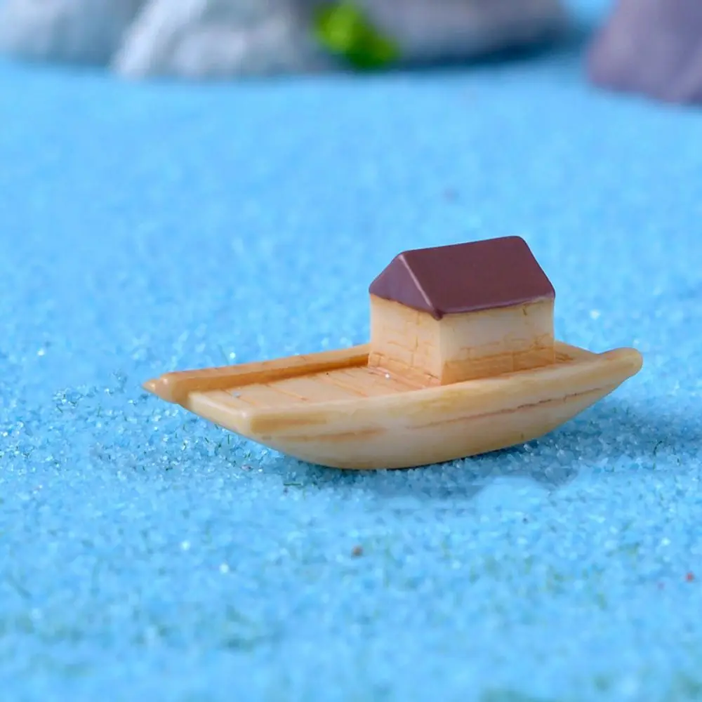 Micro Landscape Micro Landscape Boat Resin Awning Boats Resin Wooden Boat Decoration Retro Figurines Wooden Boat