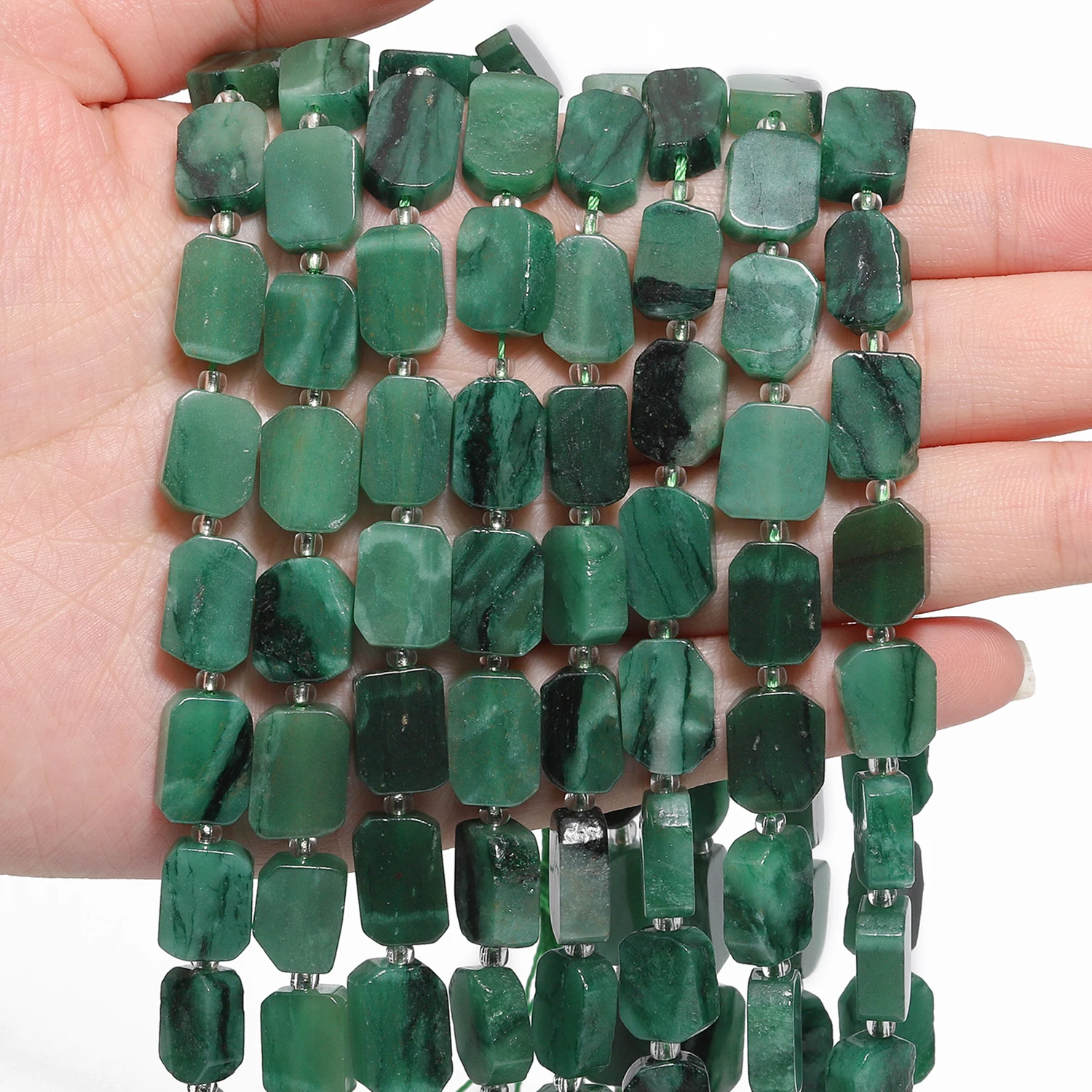 

12x8 мм AAA натуральный зеленый изумруд драгоценные камни бусины неправильной формы прямоугольной формы бусины для изготовления ювелирных изделий Diy аксессуары для браслетов