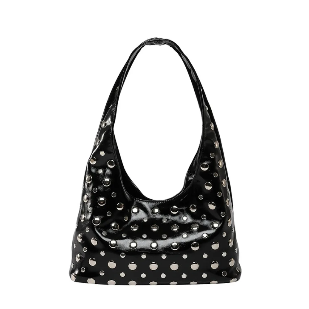 

Casual Metal Stud Rivet Shoulder Bag Punk Style Spicy Girl Underarm Bag Handbag Sweet Cool Bucket Bag Daily