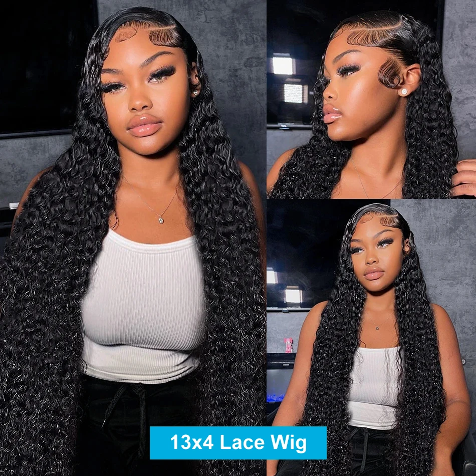 Deep Wave 13x6 Lace Frontal Wig 30 32 Inch Transparent 13x4 Water Wave Lace Frontal Human Hair Wigs For Women 4x4 Lace Wig