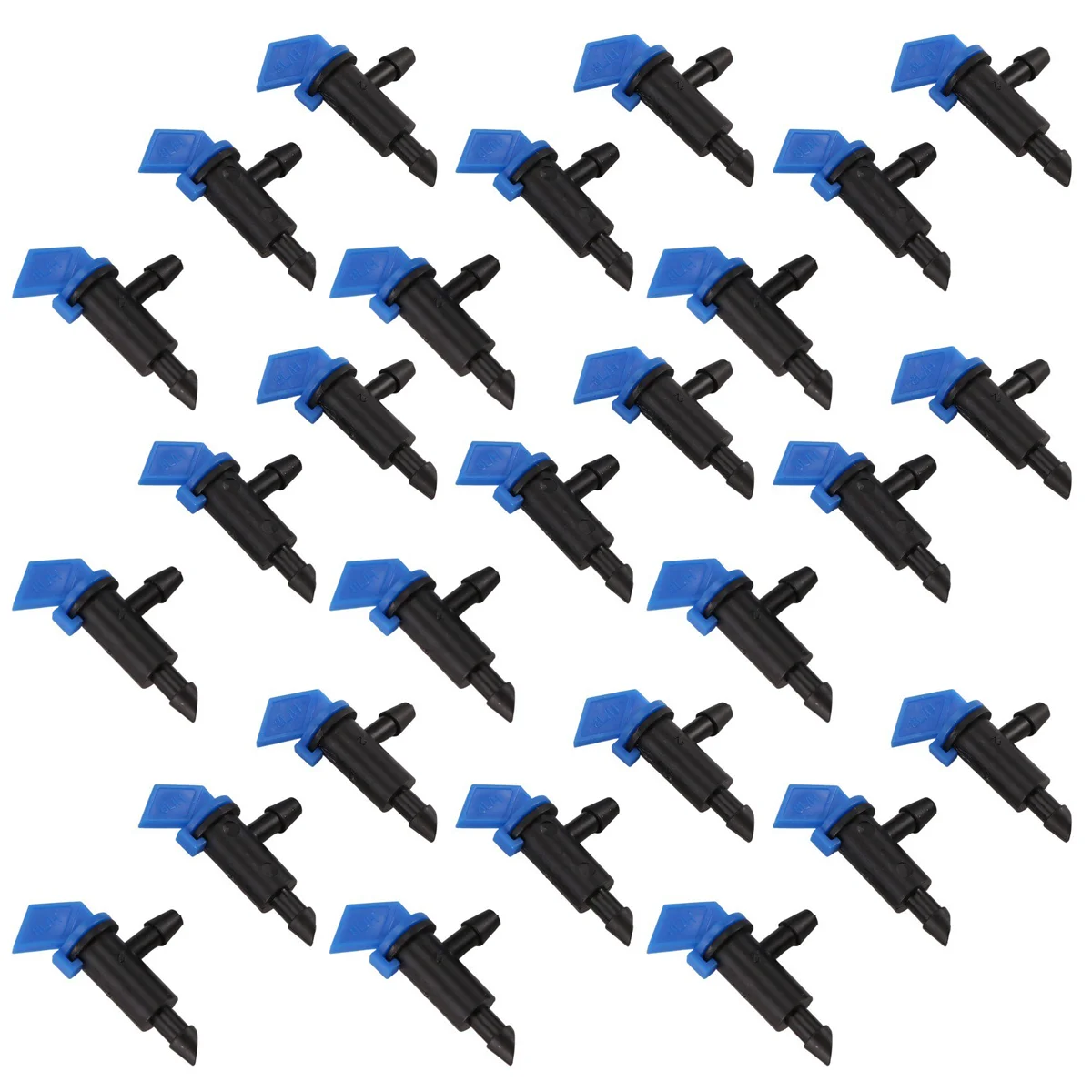 60 قطعة من منقط ري عالي الجودة للري بالتنقيط وعلم الحديقة والأشجار والشجيرات (أزرق أسود، 2GPH)
