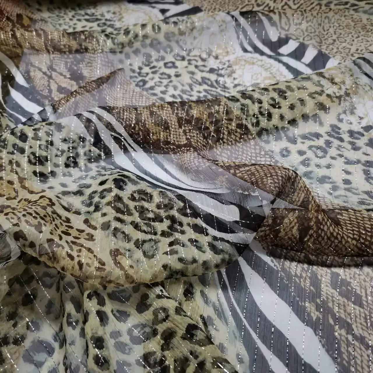 Big Deal Silk Fabric Animal Skin Pattern Fabric By Meter Silk Chiffon for Dress Scarf Material