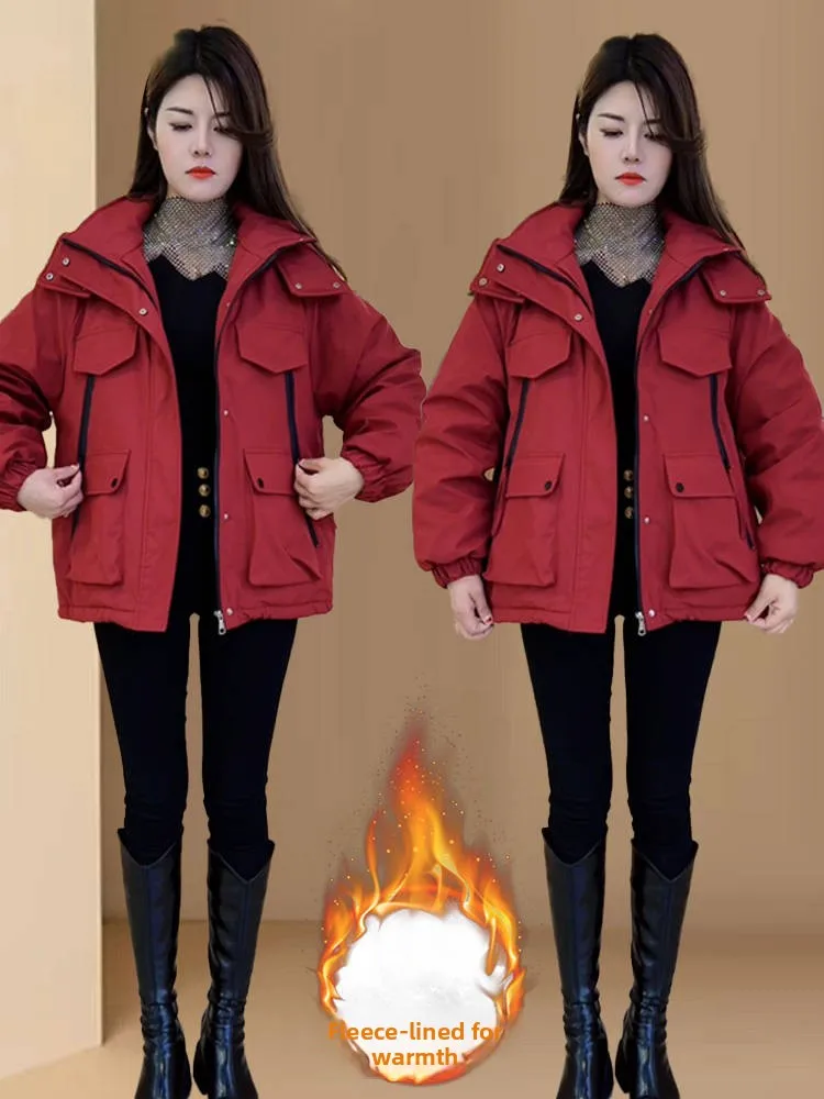 Femmes décontracté Fce doublé Thiened à capuche coton Jaet ort Sle hiver nouveau Sle couverture viande vêtements de travail manteau fermeture à glissière