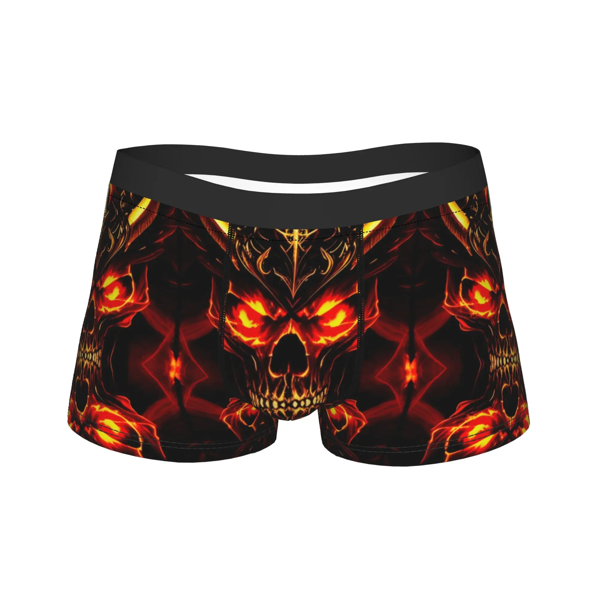 Novel Fun Neon Red Demon Lord Underwear  Men Panties Pattern Breathable Trunk High Quality Boxer Brief Big Size 2XL