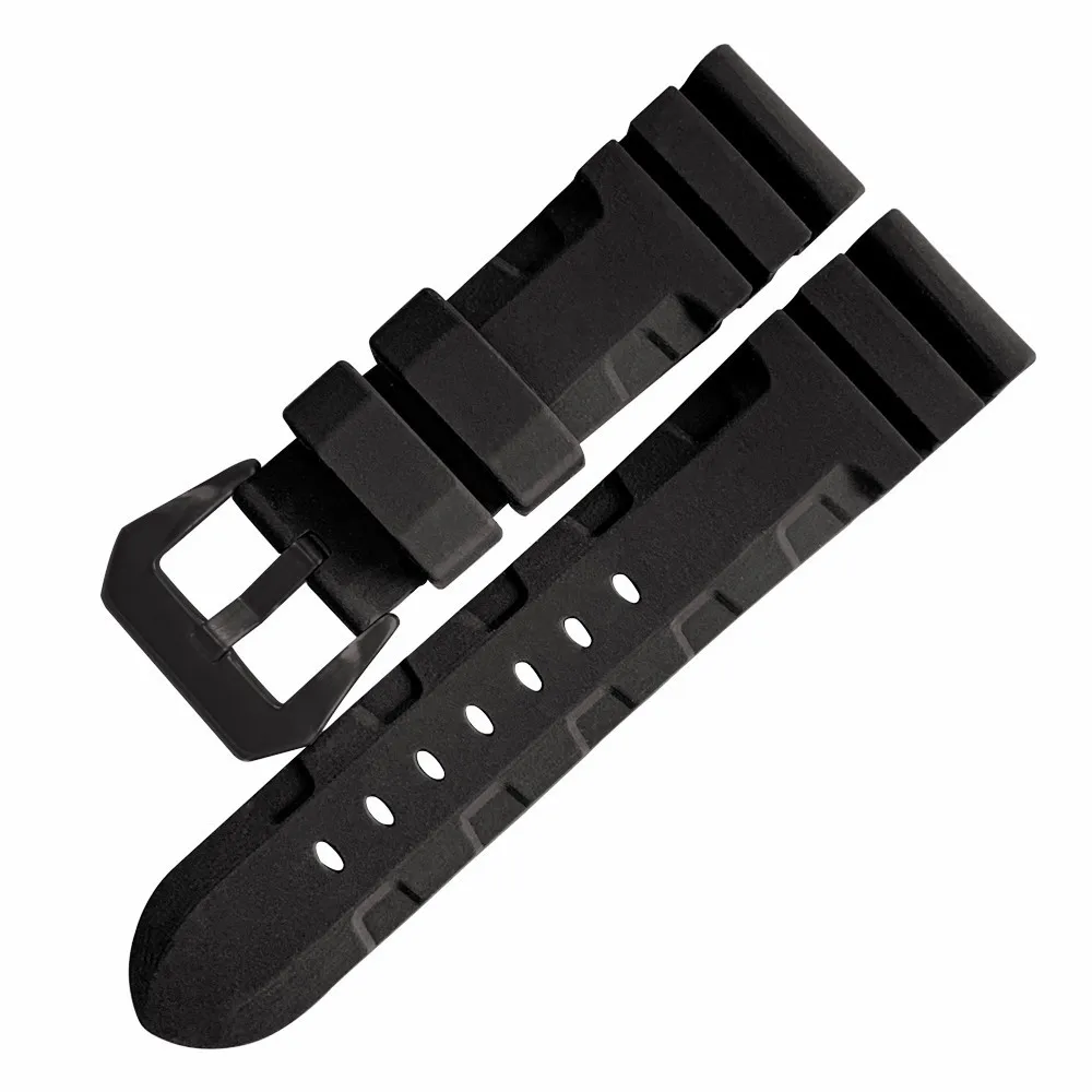 22mm 24mm Dive Watch Bands for PAM Rubber Silicone Strap Thicking Buckle Clasp Wrist Watch Bracelets Sport Band Watch Straps