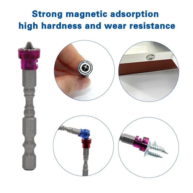 5Pcs/Set Magnetic Screwdriver Bit Head Mult Color Hex Phillips Cross Driver Electric Drill Power Shank Durable Tools Accessory