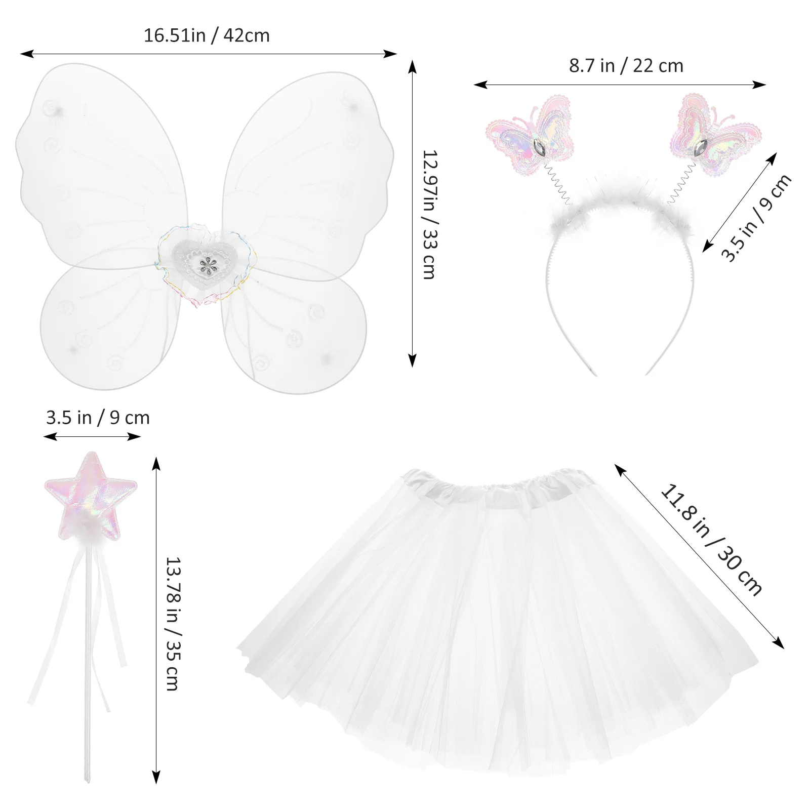 Girls Outfits Butterfly Wings Four Piece Set Party Supplies Running Children's Costume Kit Cosplay Pink