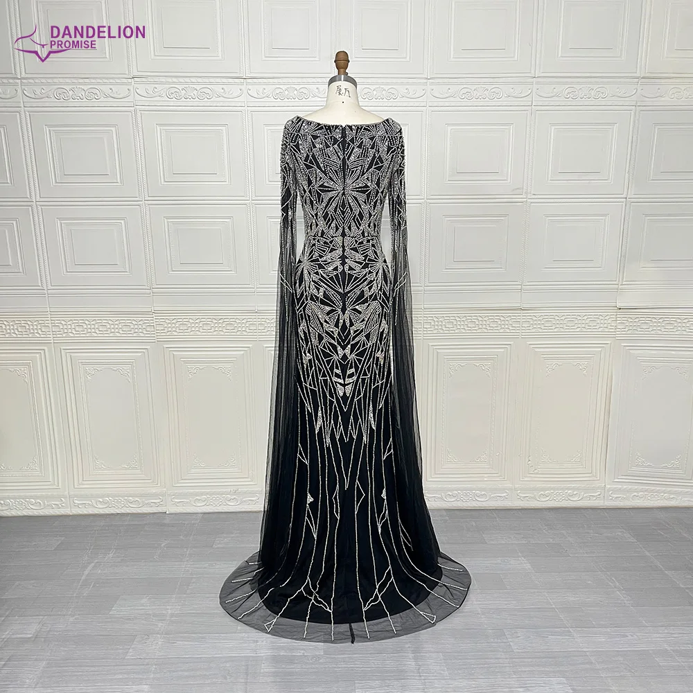 Luxury Dubai Mermaid Evening Dresses 2024 with Cape Sleeves Beads Quare Collar for Women Wedding Arabic Bridal Party Gowns