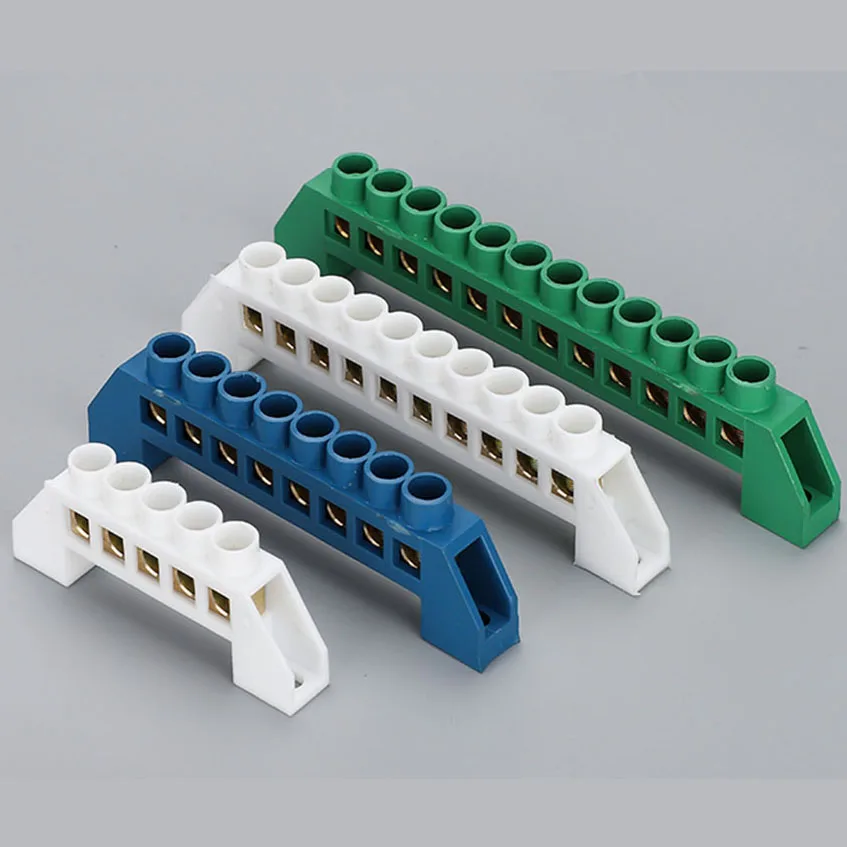 Bridge Type Zero Line Ground Bar Grounding Copper Bar Distribution Box to Zero  Terminal Block Connector Earth Neutral 5-12 Hole