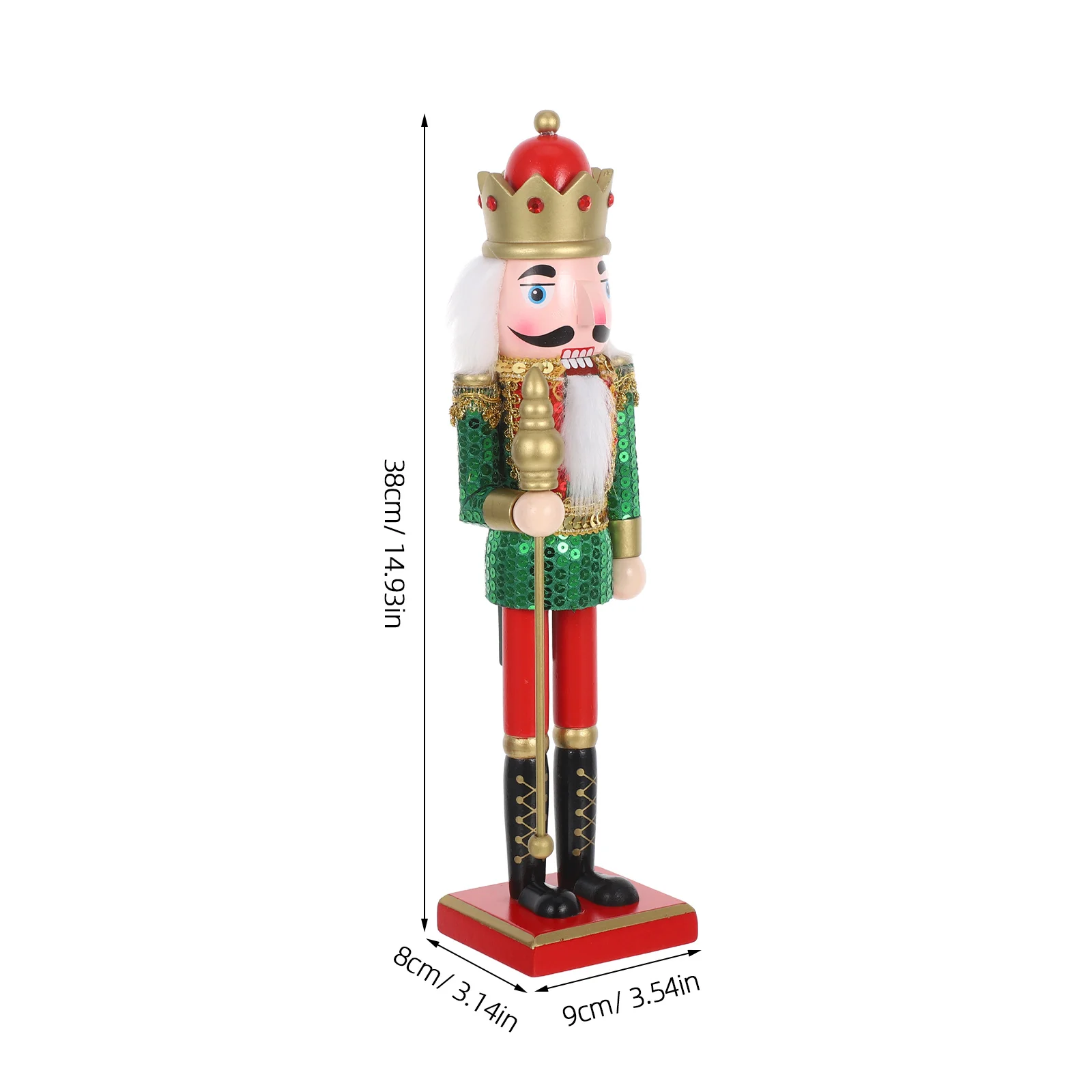 38Cm Wooden Nutcracker Figure Christmas Decoration Traditional Soldier Puppet Xmas Tree Ornament Desktop Holiday Decor