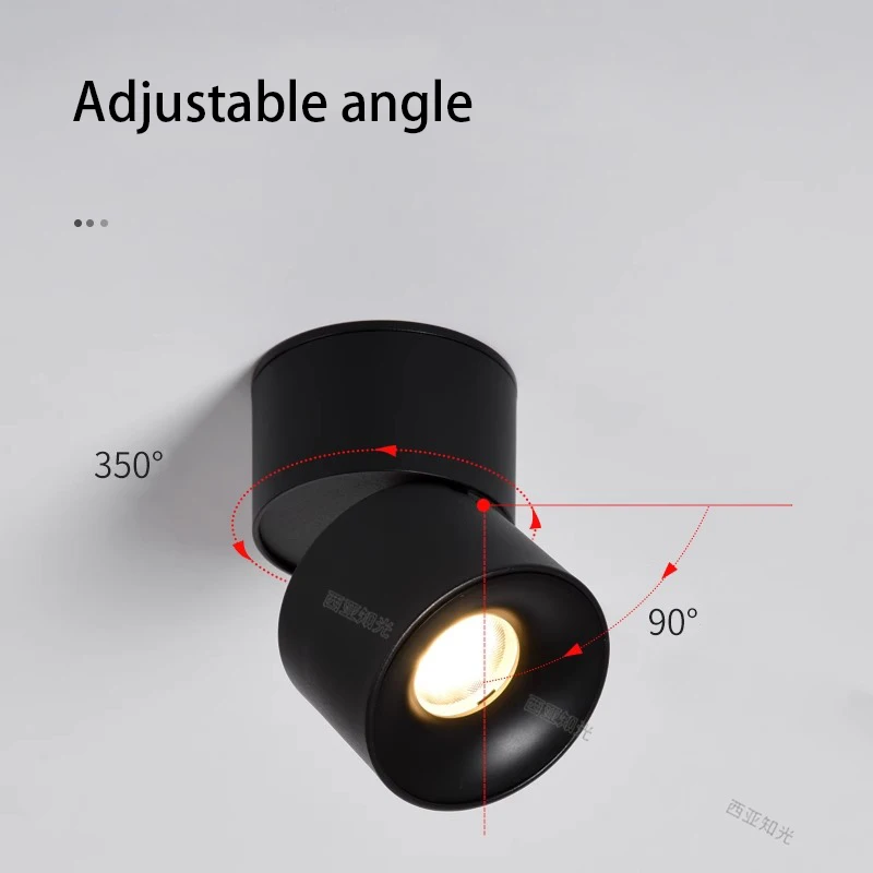 Led Downligh Surface Mounted Ceiling Lamp Adjustable Angle Foldable Spot Light Soft White Black Down Lamp 110V 220V Lighting