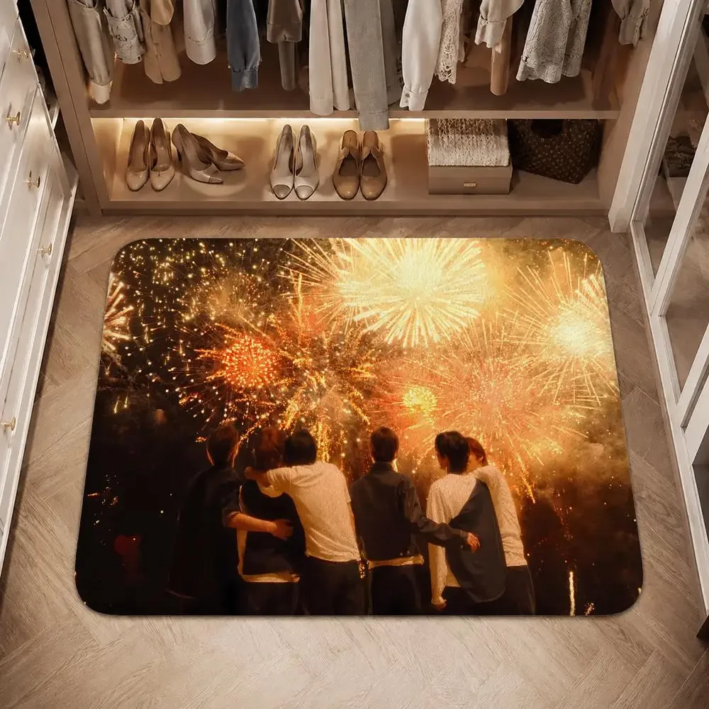 T-TWENTY FOUR S-SEVEN WITH US Floor Mat Flannel Rug Non Slip Absorbent Soft Washable For Entryway Hallway Bathroom Kitchen Decor