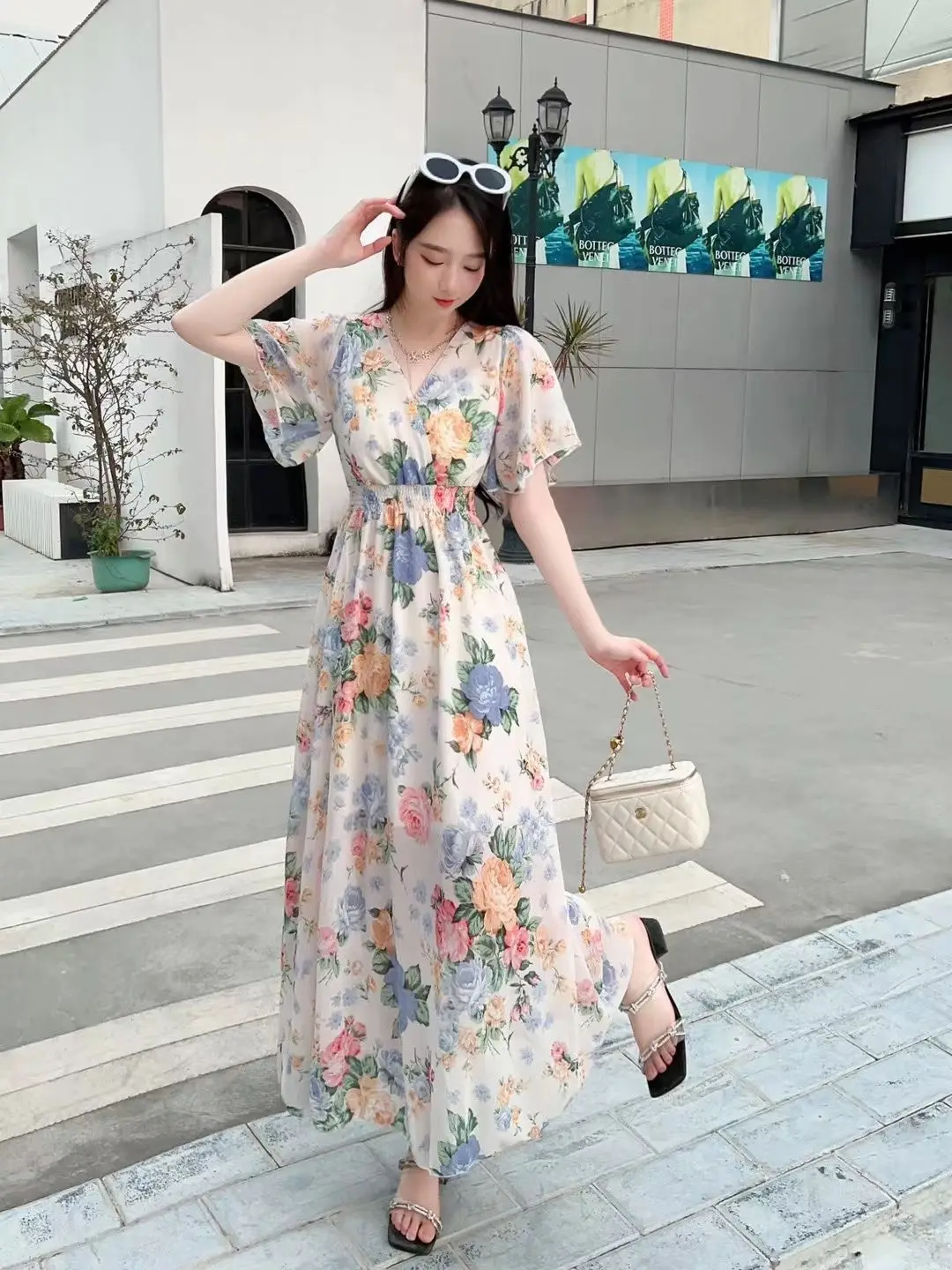 Summer Fairy Dress Women French Style Vintage Retro Chiffon Dress Puff Sleeve Casual Elegant Floral Print Dress Women 2024 New