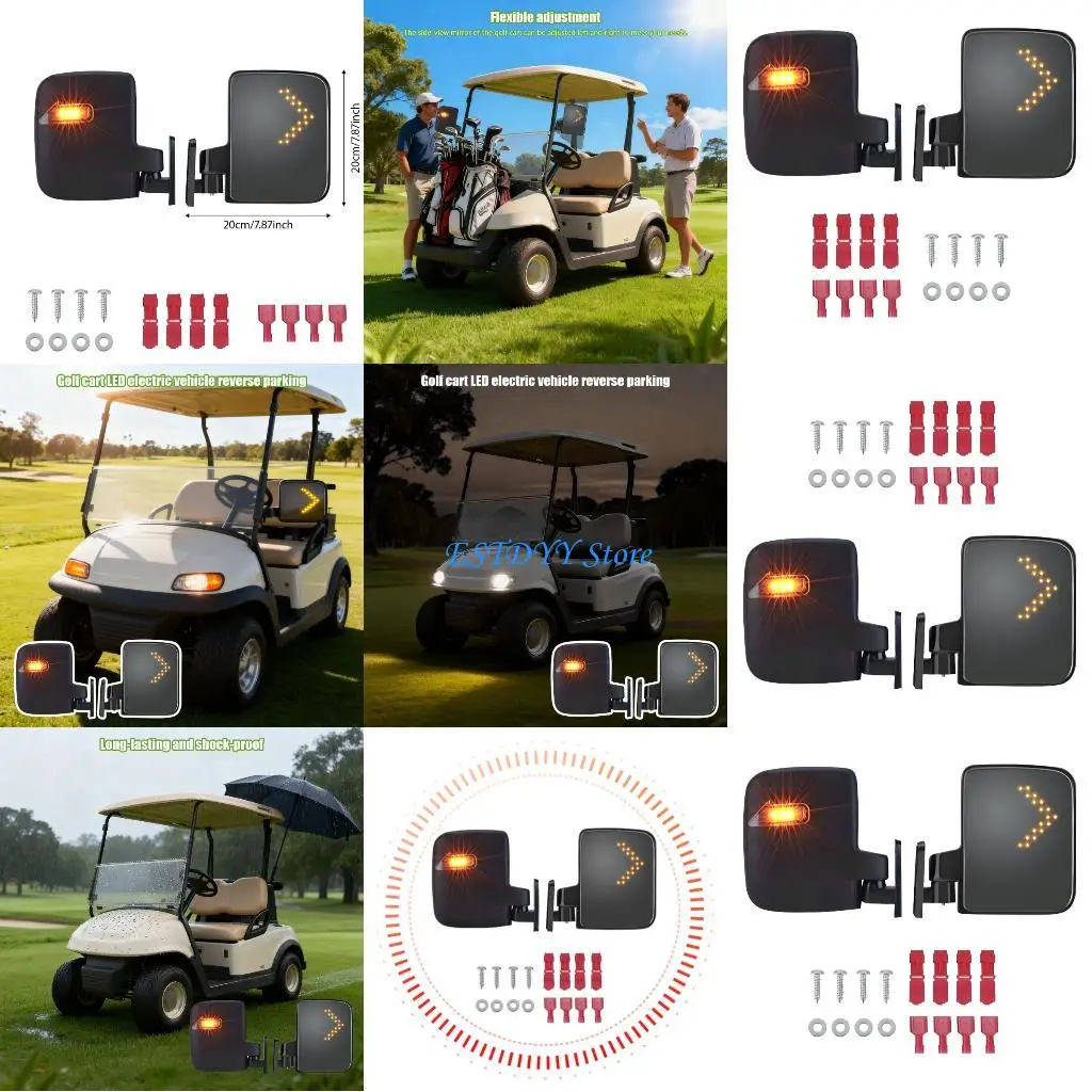 

G6DE 2PCS LED Brightened Rearview Reflectors Wide Coverage Soft handling Golfing Utility Automobiles