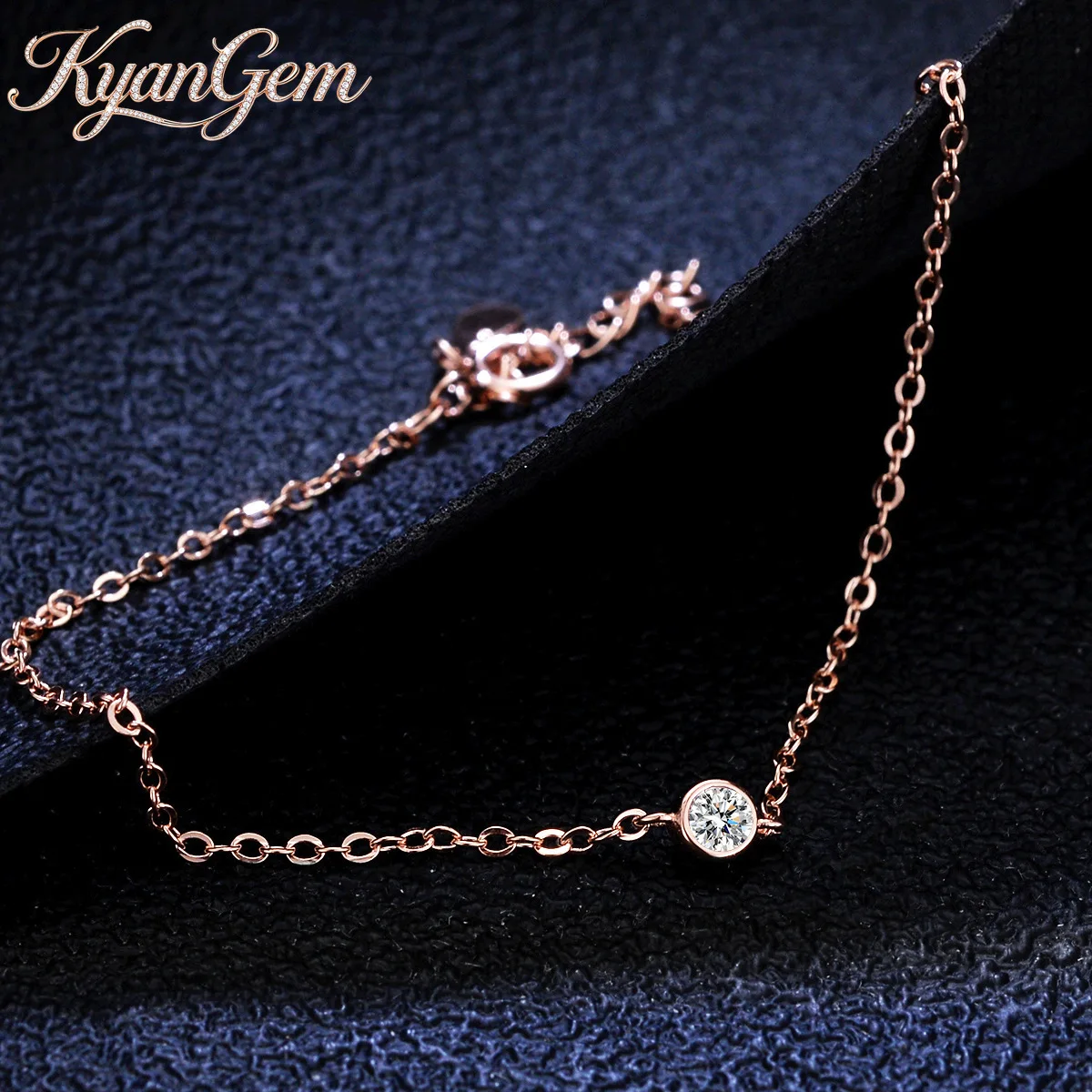 

Браслет KyanGem из 18-каратного золота с бриллиантами D цвета VVS1, браслет из розового золота с муассанитом 0,1 карата, женский подарок, сувенир для вашей девушки