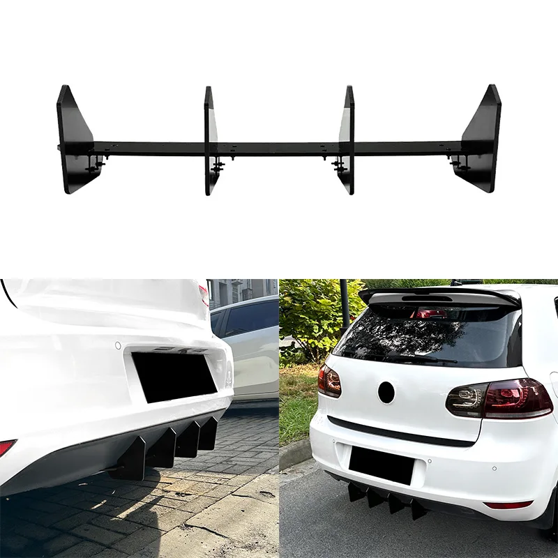 Black Car Rear Bumper Diffuser Splitter Spoiler Auto Rear Bumper Tail Lip Spoiler Accessories For VW Golf 6 MK6 2008 2009-2013