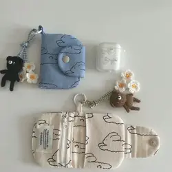 Cute Student Coin Purse Card Simplicity Floral Korean Fashion Wallet Card Holder for Girls Portable Cute Small Storage Bag