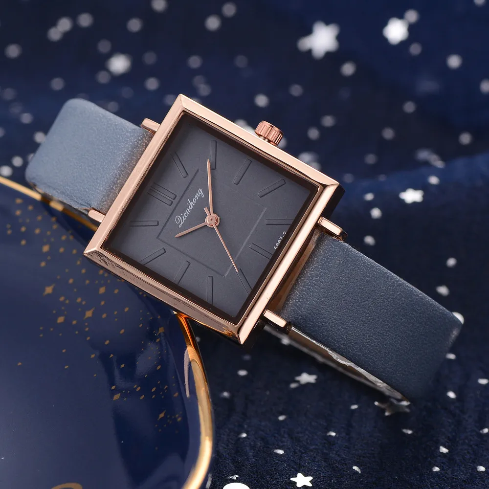 Fashion Women Wrist Leather Watch Luxury Quartz Stainless Steel Watch Simple And Stylish Square Multicolor Strap Watch Gifts