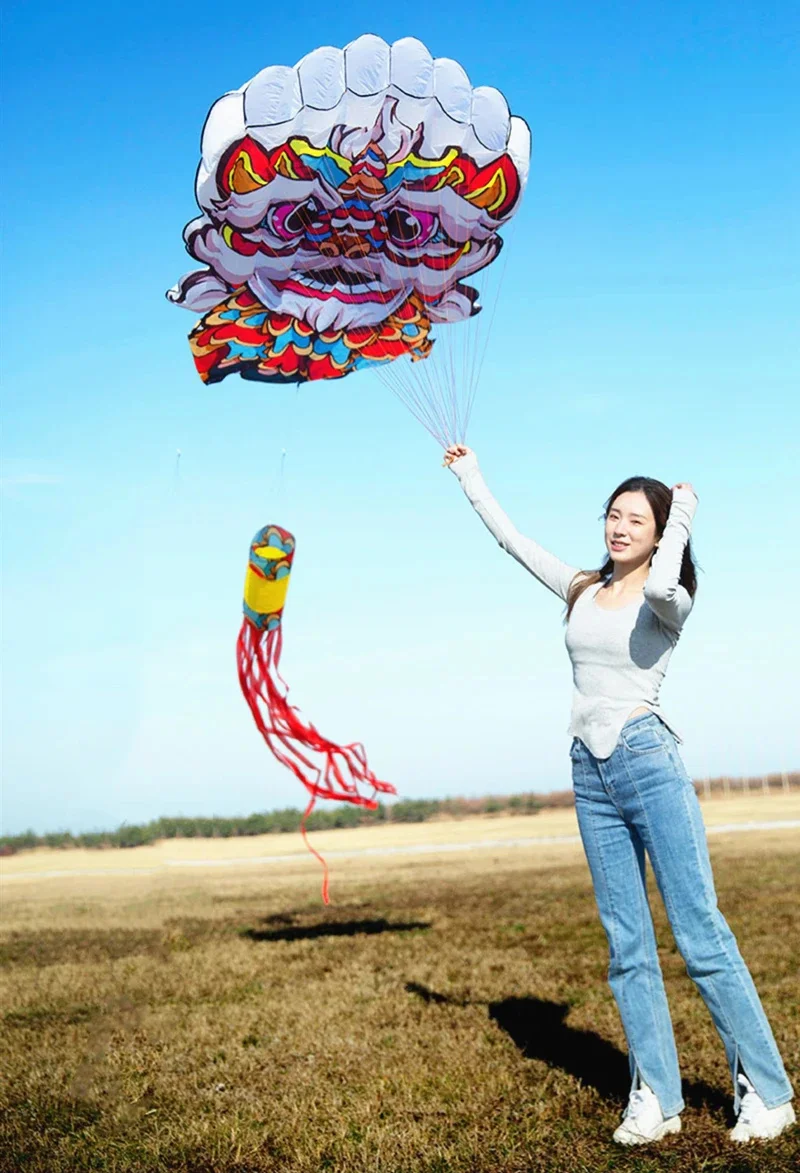 free shipping lion kite flying soft kite for adults kites line traditional kite professional kite flying dragon ripstop parplan