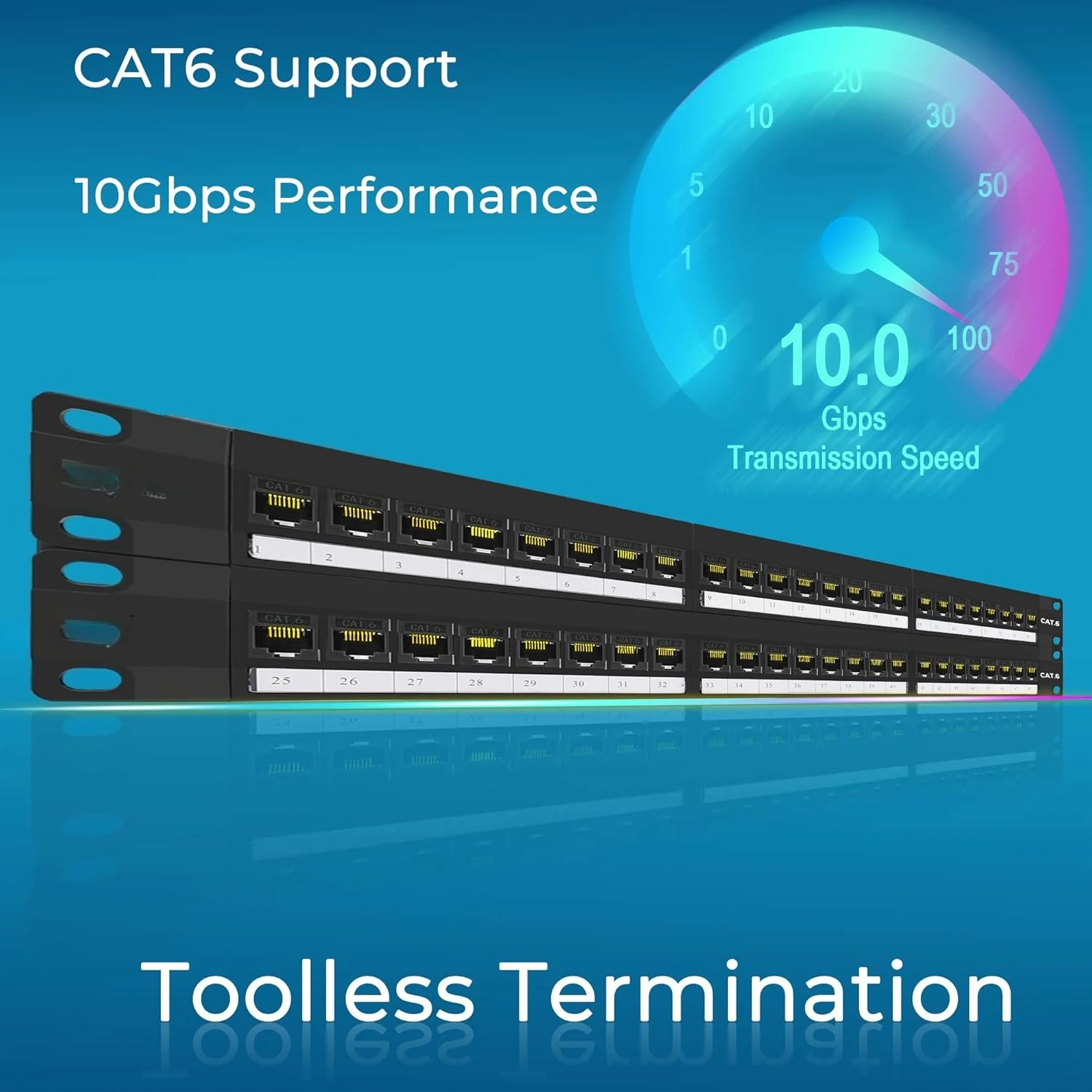 Panel de conexión Cat6 de 48 puertos con soporte Keystone 10G en línea, acoplador pasante UTP de 19 pulgadas, barra trasera extraíble, red 1U, a la venta