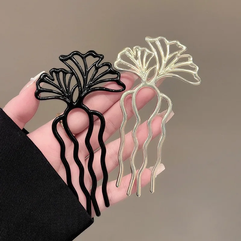 1pc Artistic Hair Forks Ginkgo Leaf Mermaid Tail Designs Unique Statement Hairpins Boho Vintage Everyday Chic Hairstyles Fashion image 4
