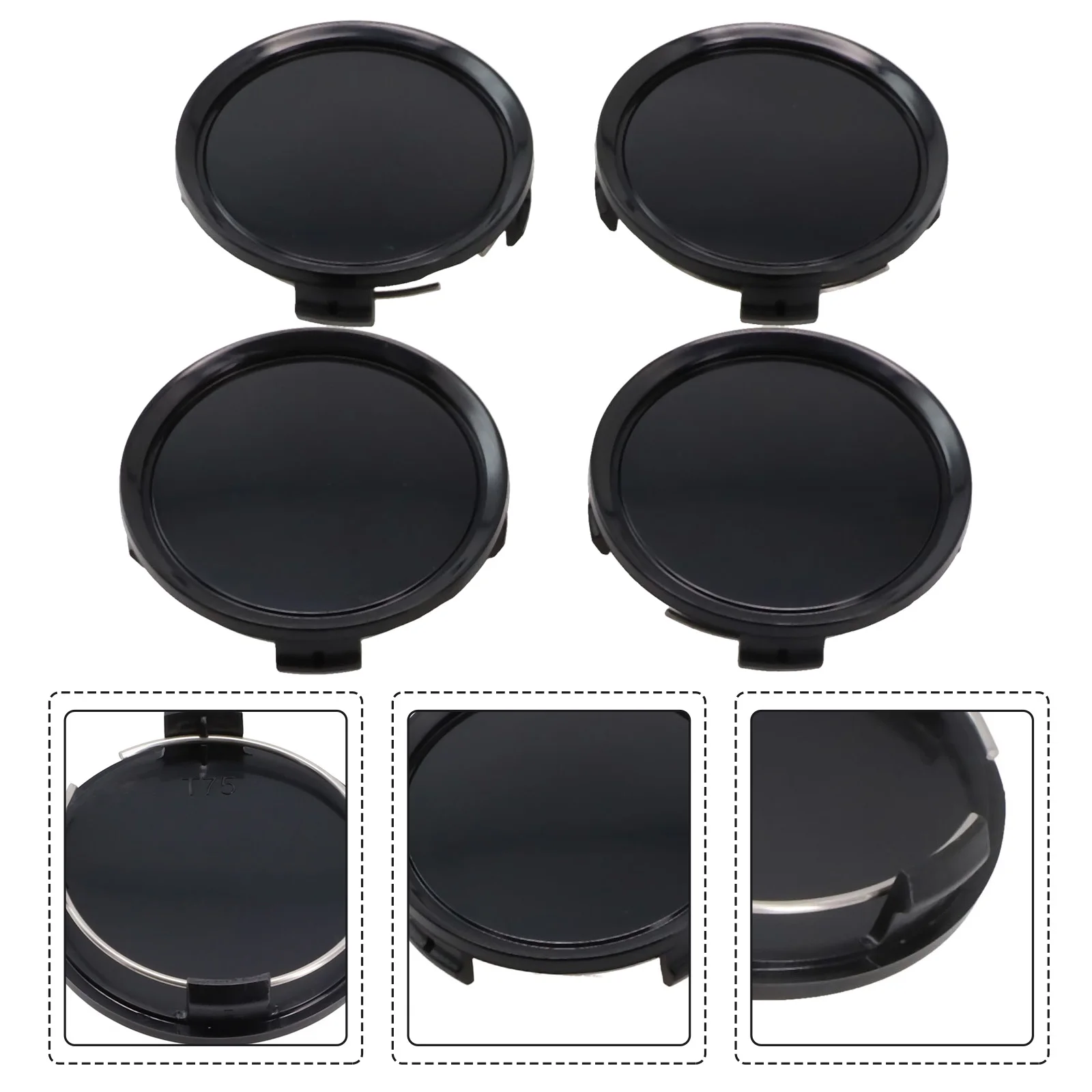 4pcs/set Universal ABS Car Wheels Center Cap Car Wheel Center Hub Cap Hubcap Black Protector Decorations 75mm (2.95 Inch)