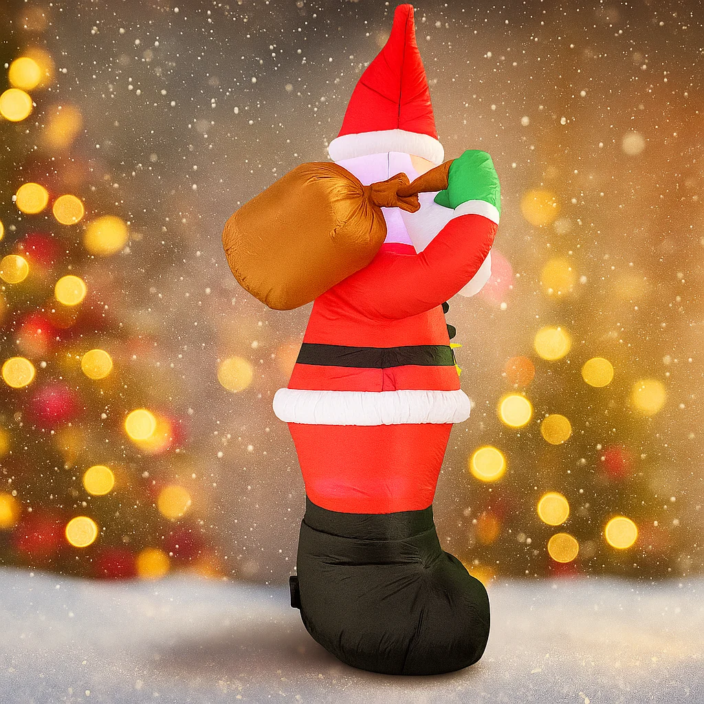 Adorno inflable de 6,2 pies para decoración de patio de vacaciones de Navidad, suministros de regalo festivo, decoración de patio, juguete LED de Papá Noel, decoración navideña para el hogar