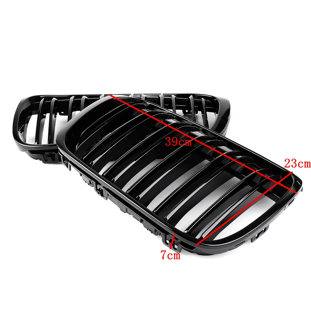 Glossy Black Pair Front Kidney Double Slat Grill Grille For BMW F48 F49 X1 2016 2017 2018 2019 Dual Line Racing Grille Grill