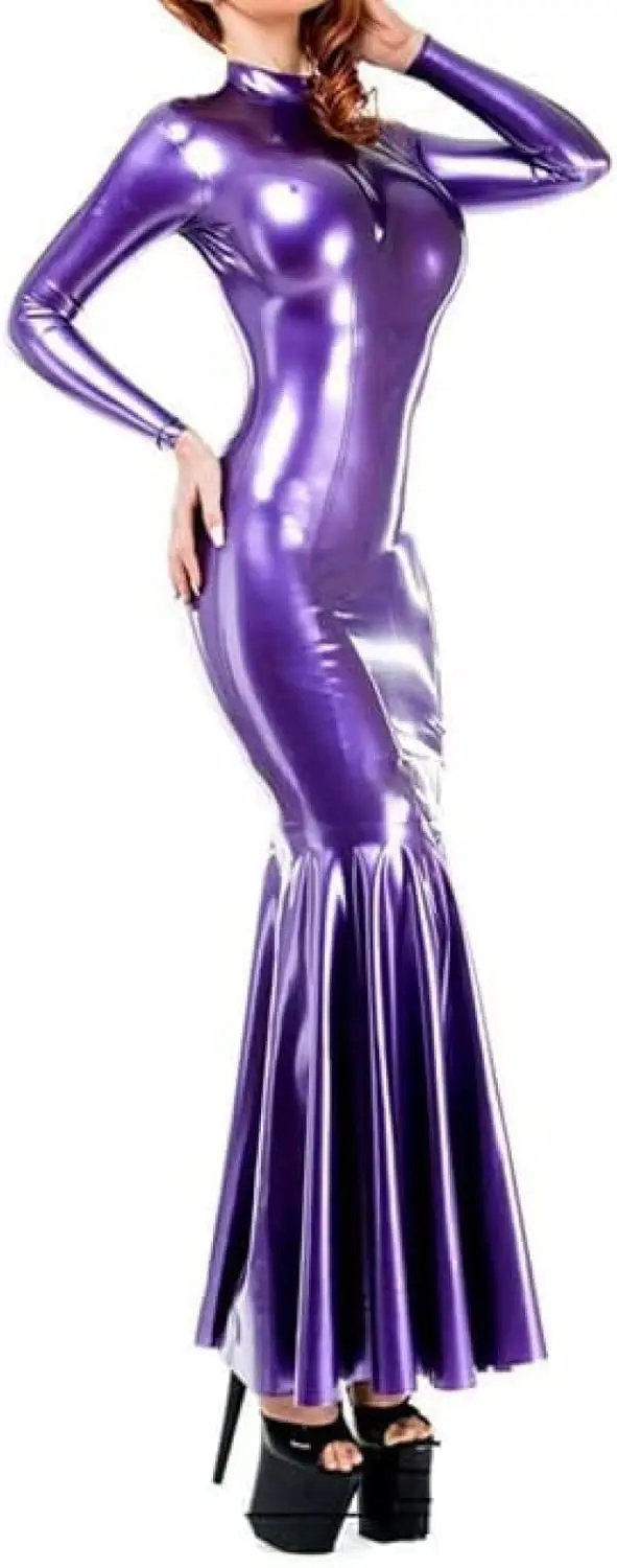 

Latex Long Dress Long Sleeve Evening Dress Customized