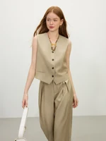 FSLE 2025 Summer Old Money Vest Wide-Leg Pants Set Vintage Tailored Two-Piece Adjustable Waist Eco Linen for Boardroom to Brunch - Image 4