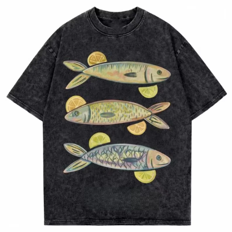 Tropisches Fisch-Aquarium T-Shirt für Männer und Frauen, Baumwolle, Grafikdruck, Kurzarm, Rundhals, gewaschenes Streetwear-Tee 2026 Bestseller – Detail 5