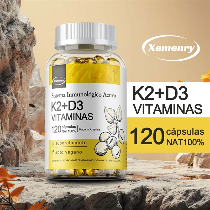 

Vegetarian Vitamin D3+K2 Capsules Promotes Calcium Metabolism Fracture Bone Health Heart and Immune System Support