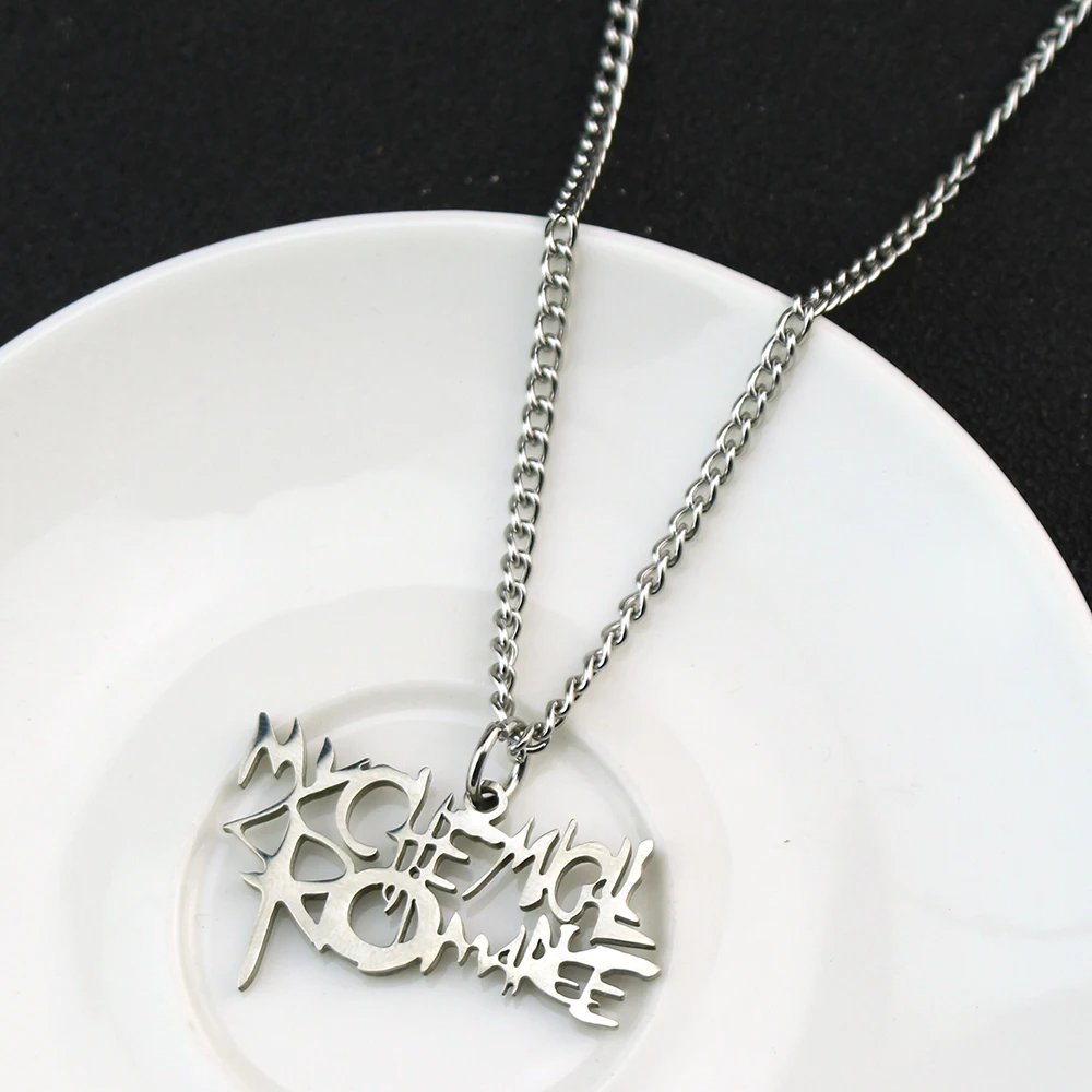 بلدي الكيميائية الرومانسية الثقيلة المعادن الشرير كسر الفولاذ المقاوم للصدأ روك مسنبل قلادة قلادة MCR المختنق مجوهرات هدية عيد الميلاد #3