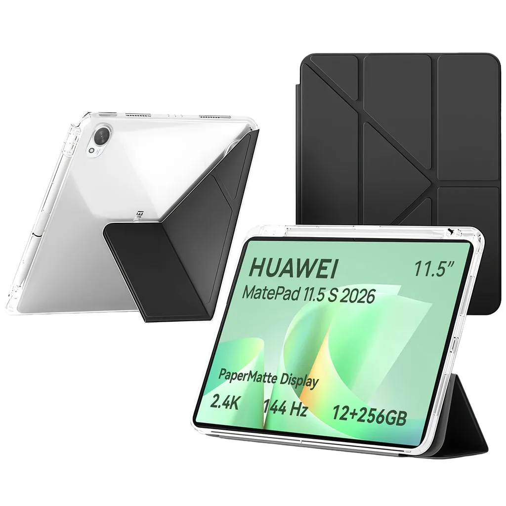 

Magnetic Transparent Case for Huawei MatePad 11.5 S 2026 and 11.5 2025 Trid-Fold Stand with Pencil Holder Cover Auto Sleep Wake