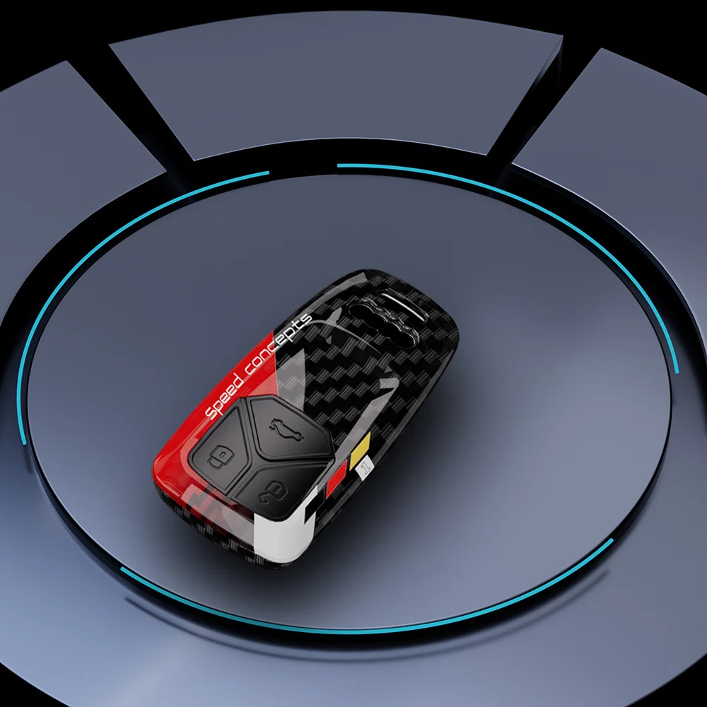 Abs kohle faser autos chl üssel etui abdeckung für audi a4 b9 a5 a6 8s 8w q5 q7 4m s4 s5 s7 tt tts tfsi rs protector shell fob zubehör – Detail 4