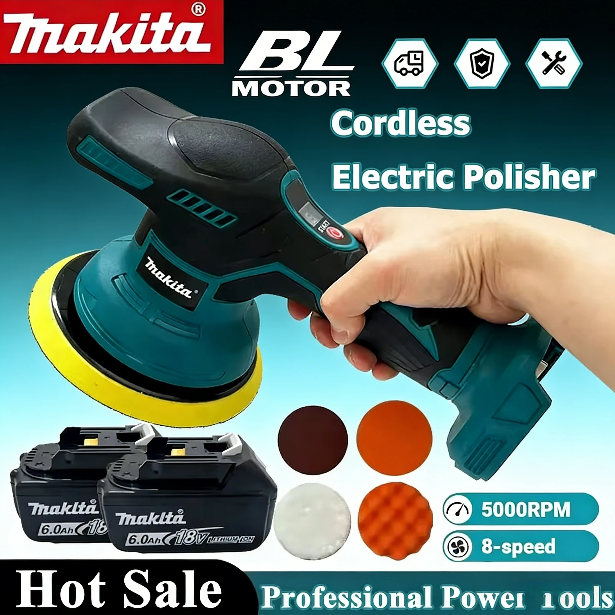 

Беспроводная электрическая полировальная машинка Makita для авто с цифровым дисплеем, 8 режимов, для воскования и полировки автомобилей