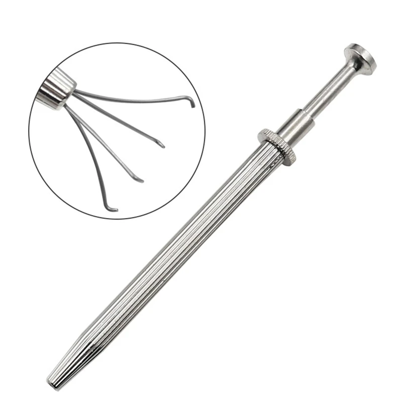 652F 4 Prongs Diamond Claw Tweezers Grabber Standard Pick-up Tool IC Chip Metal Grabber Cotton Grabber Stainless Steel 4-Claw