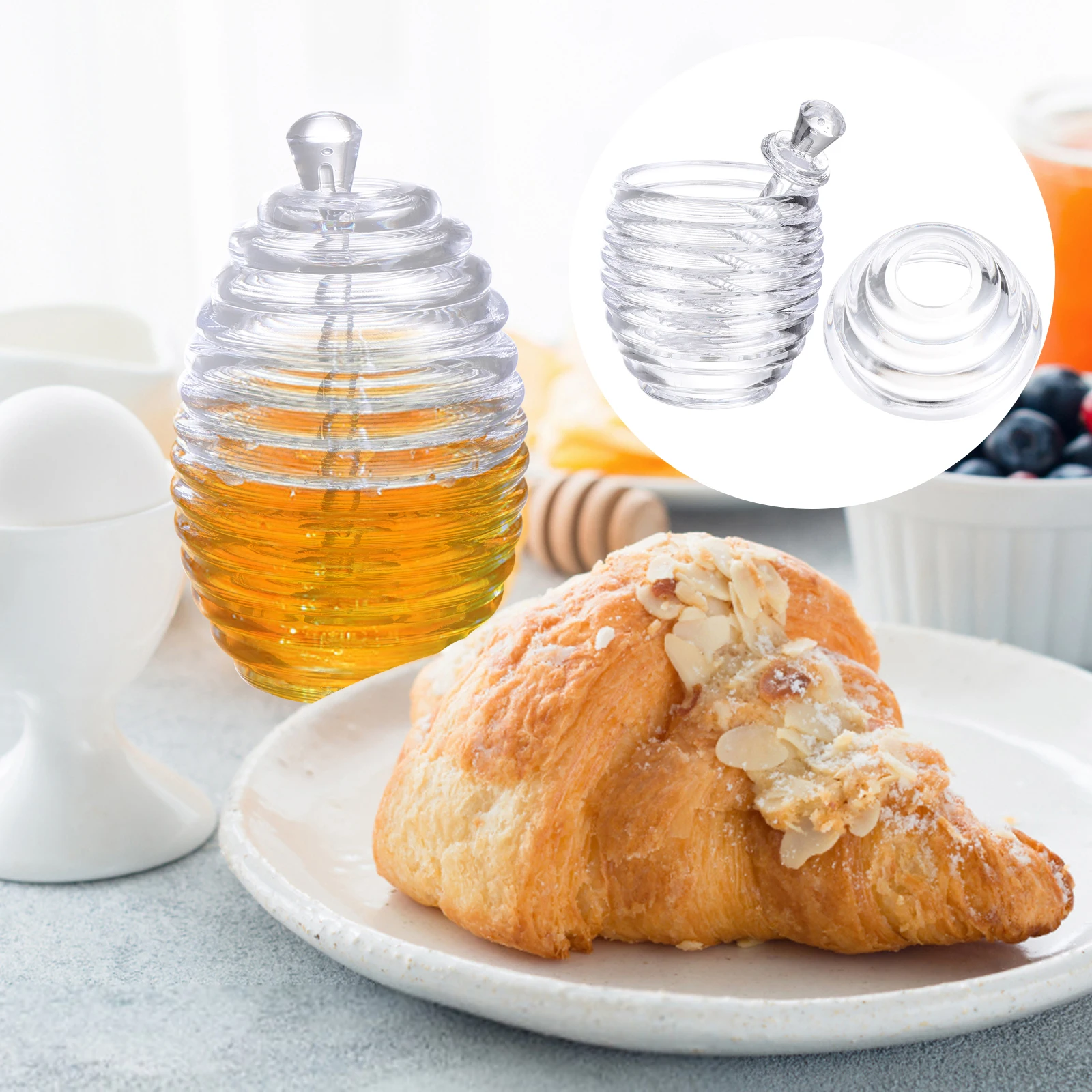 

2 шт., акриловая ложка для меда, дозатор, бутылка для хранения сиропа, герметичный контейнер для кухни, домашнего использования, банка для еды, банка для конфет, соуса