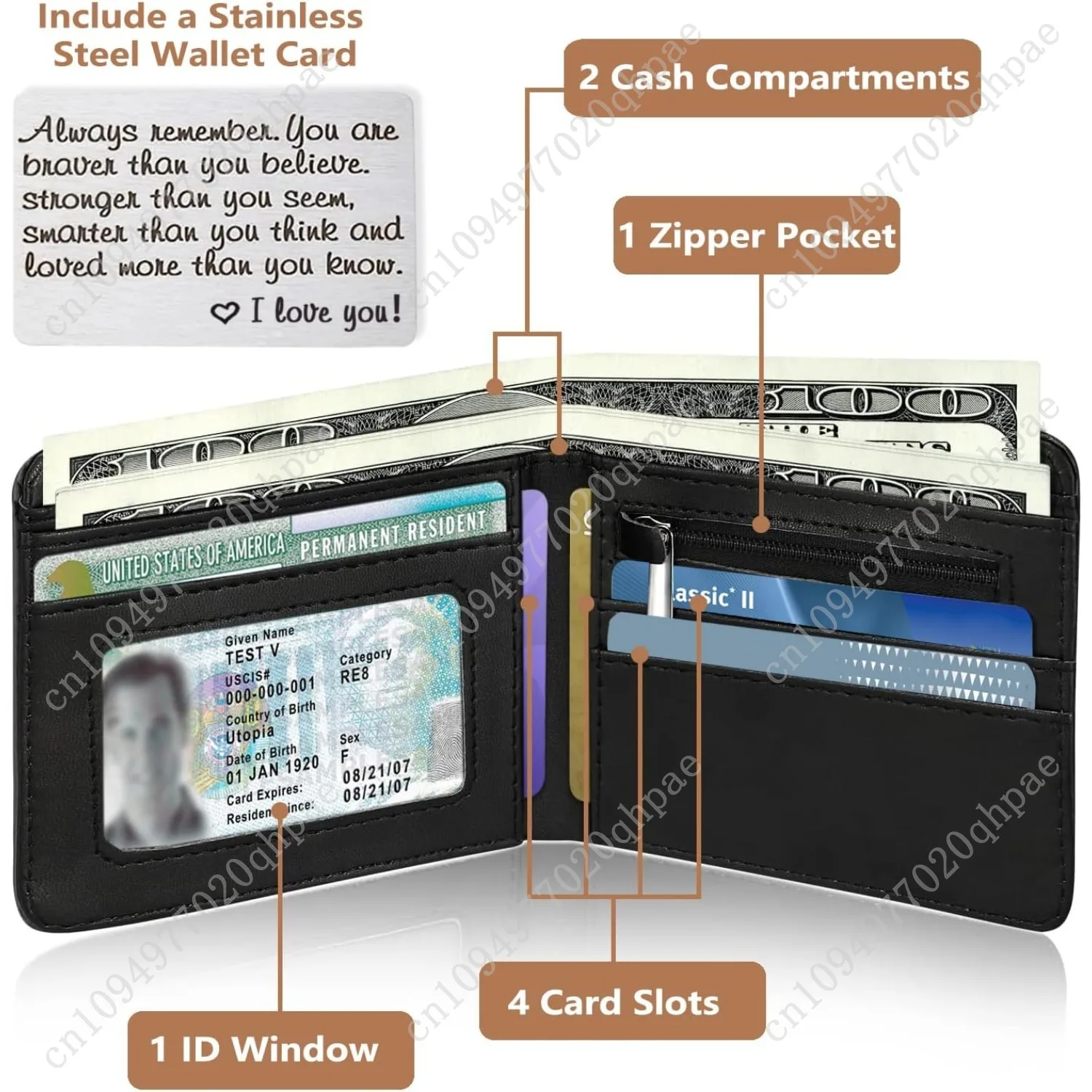 Kids Wallet for Boys, Cool Wallets for Teen Son Ages 4 5 6 7 8 9 10 11 12 13 14 15 16, Leather Bifold Purse for Kid, Christmas B