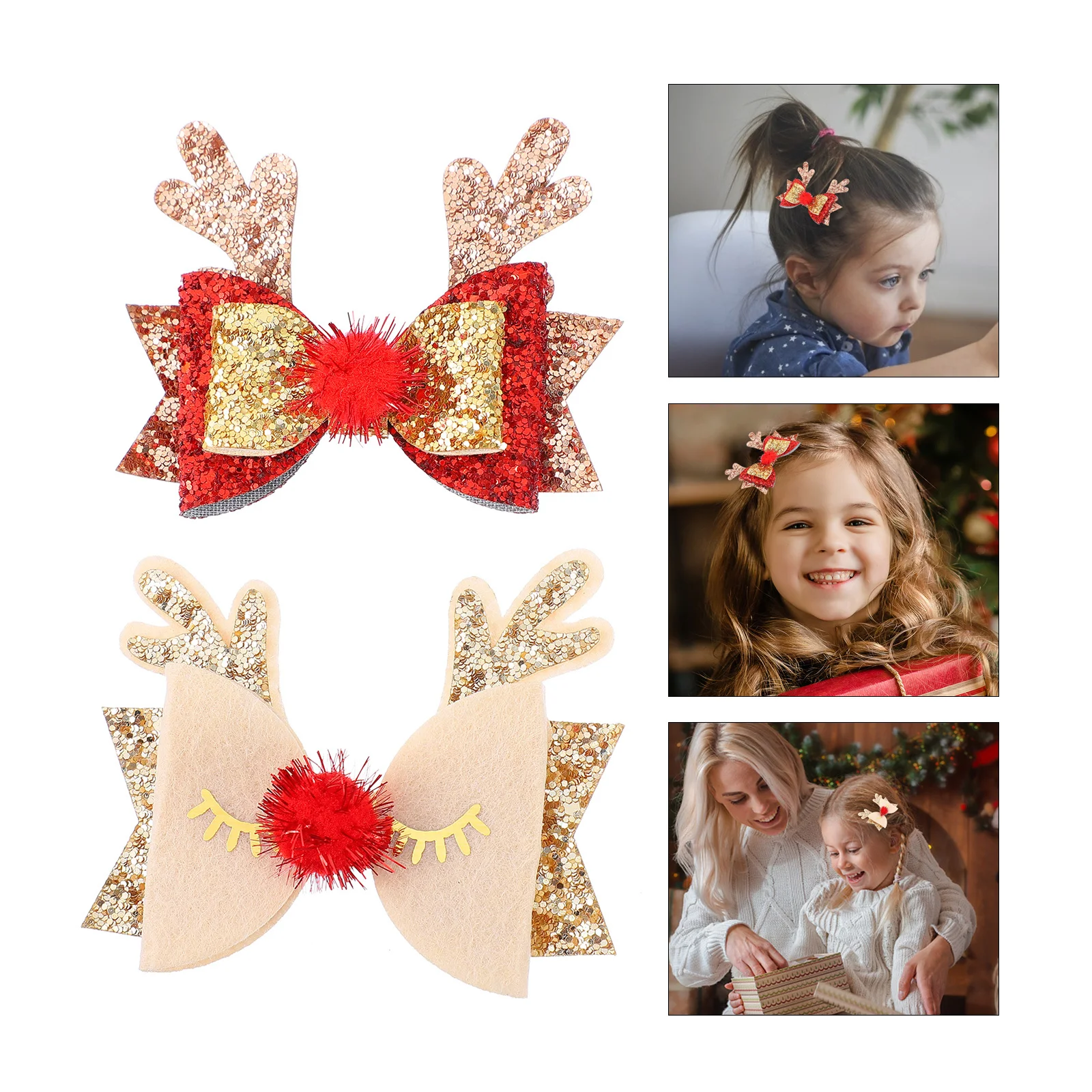 

2Pcs Christmas Hair Clip Elk Horn Felt Antlers Deer Ears Costume Party Accessories Christmas Hair Clip Animal Horns Hairpin