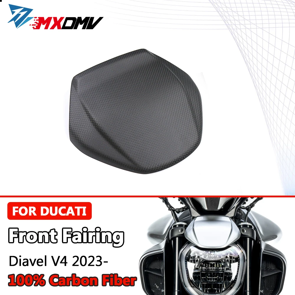 

For Ducati Diavel V4 2023 + 3K Carbon Fiber Front Fender Fairing Kit Front Headlight Upper Cover Motorcycle Accessories