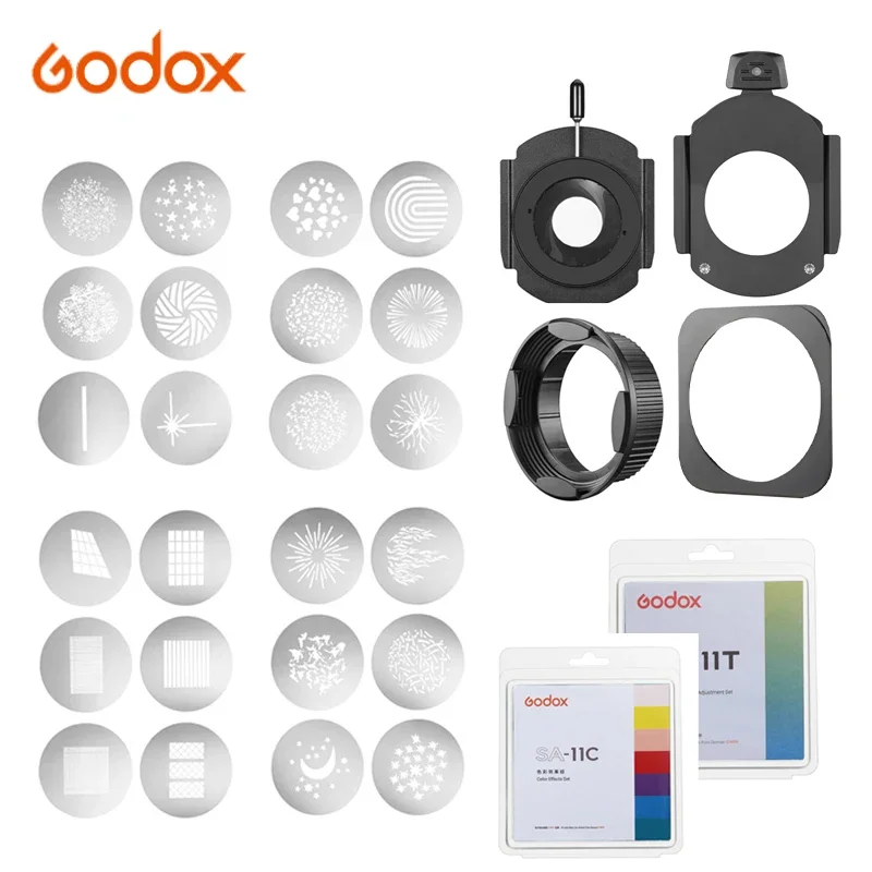 

Godox BLP LED Light /BFP Flash Projection Attachment Photography Accessory Gobo CCT Adjustment Color Effects Holder Gel Frame