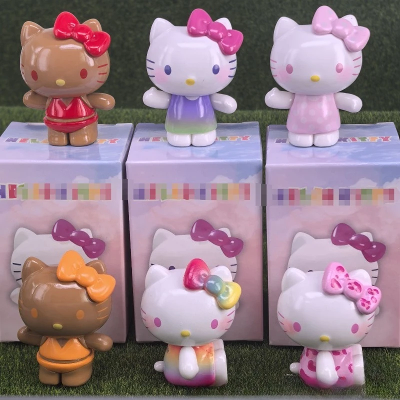 

Sanrio Anime Hello Kitty Figure Blind Box Toys Rainbow Candy Series Glossy Surface KT Cat Collection Ornaments Girls Boys Gifts