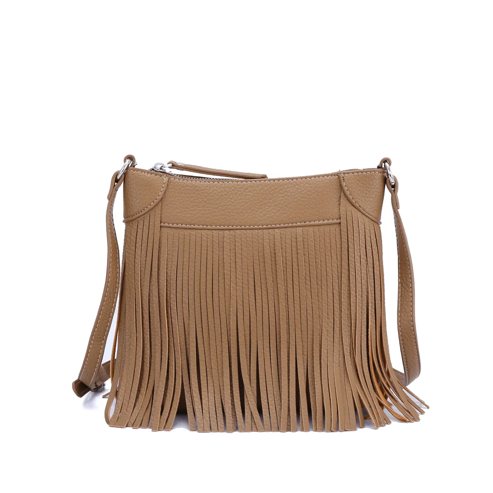 Spring Cute Mini Shoulder Bag, Fashion Messenger Bag with Long Fringes, Vegan Leather Crossbody Bags for Women