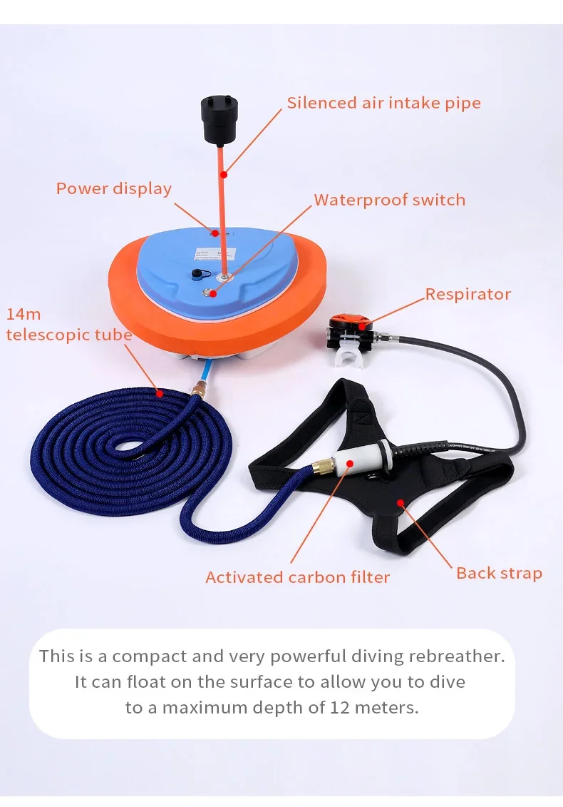 New Scuba Diving Snorkel Equipment Trap Mobile Support Deepest Time To 10 Meters Is 2.7-5 Hours Underwater Snorkel