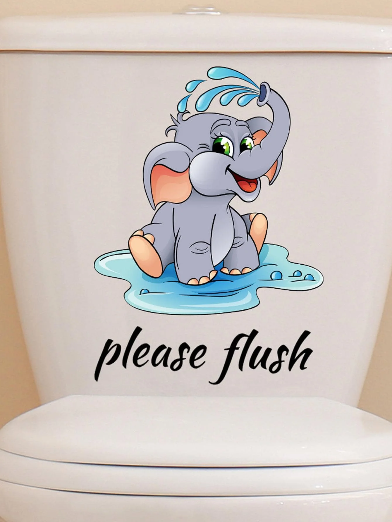 Toilet seat sticker Cartoon elephant cute creative bathroom toilet sticker decorative wall sticker waterproof sticker 1